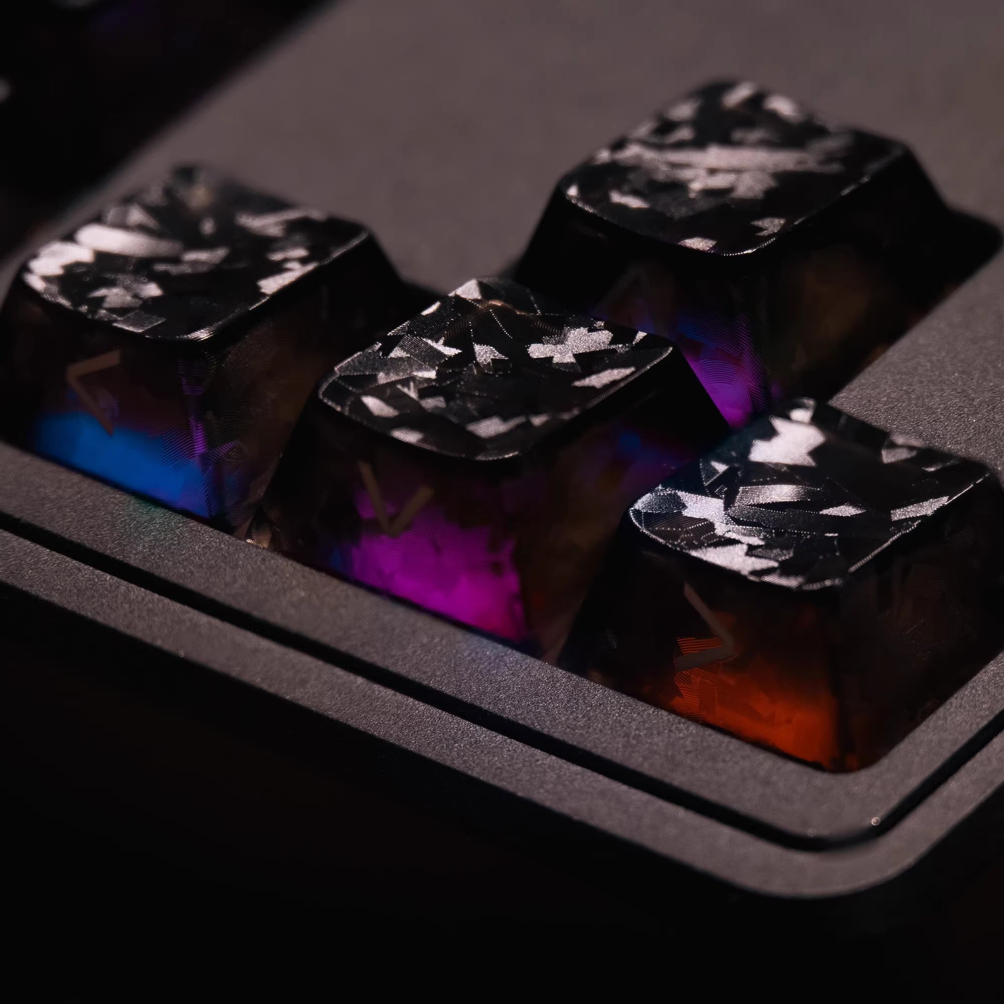 Carbon fiber patterned keycap translucent keycap set, PBT material, heat sublimation process, simple and personalized patterned keycap set, customized decorative keycap set