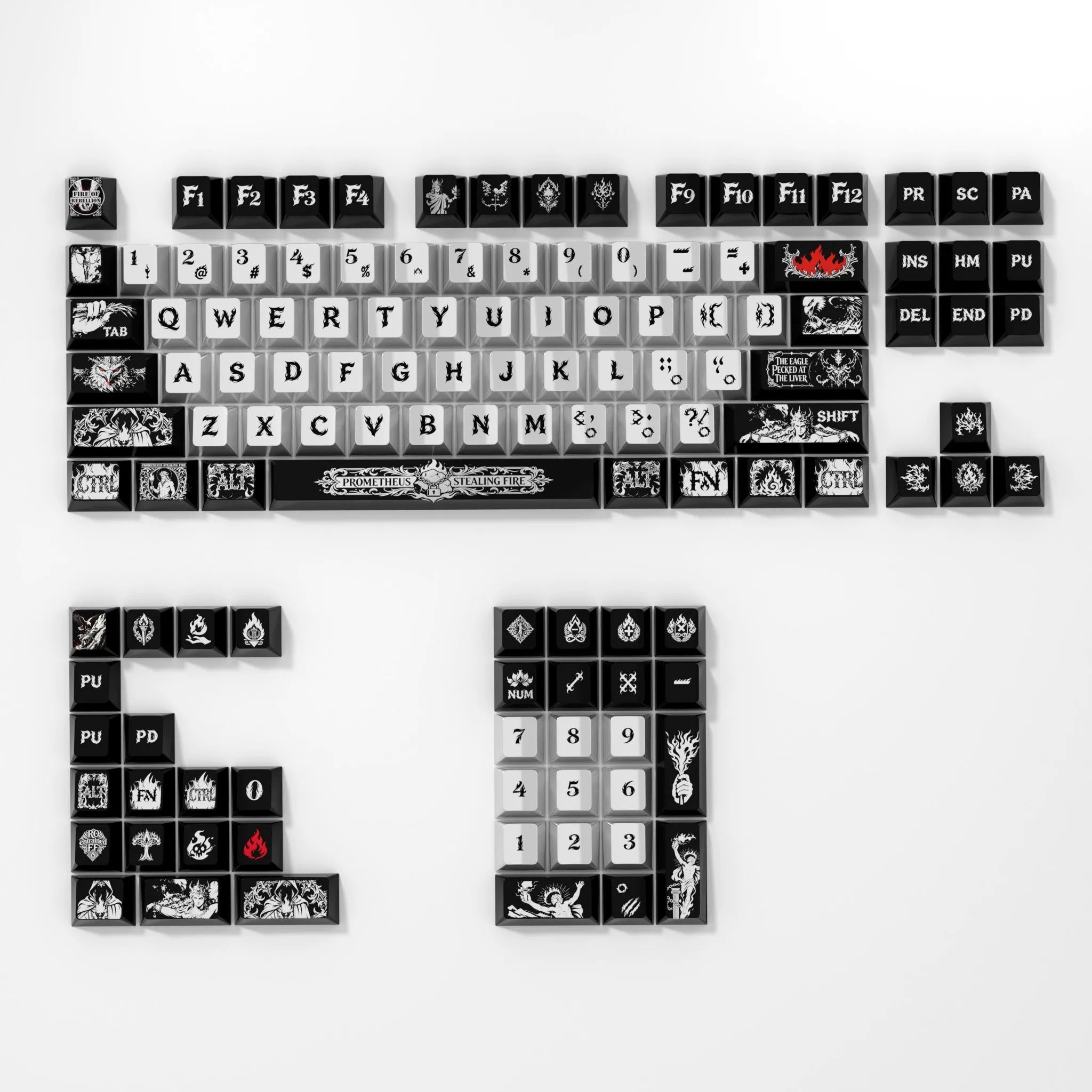 Prometheus metallic paint keycaps, made of PBT material Original Factory Height, mechanical keyboard replacement keycap set, Compatible with 61/64/68/75/84/87/104 Key Mechanical Keyboard Keycap Set