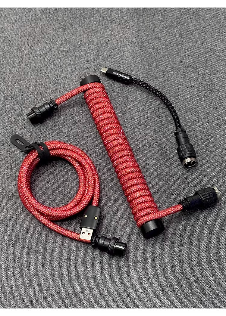 Flash drill three-stage aviation plug custom data cable mechanical keyboard luminous cable supports 8k