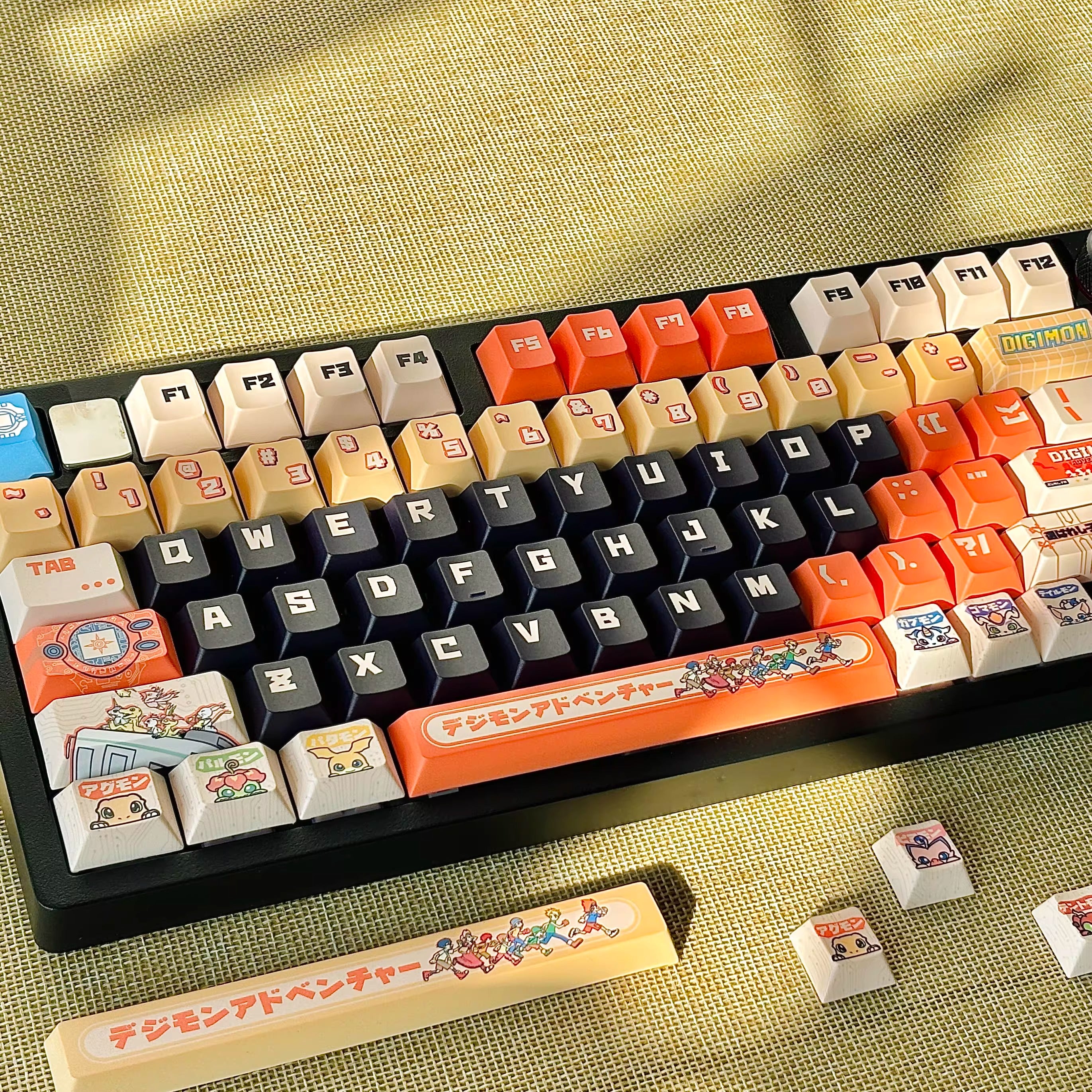 Digimon Theme Series, PBT material, sublimation technology, animation cartoon decoration keycap set