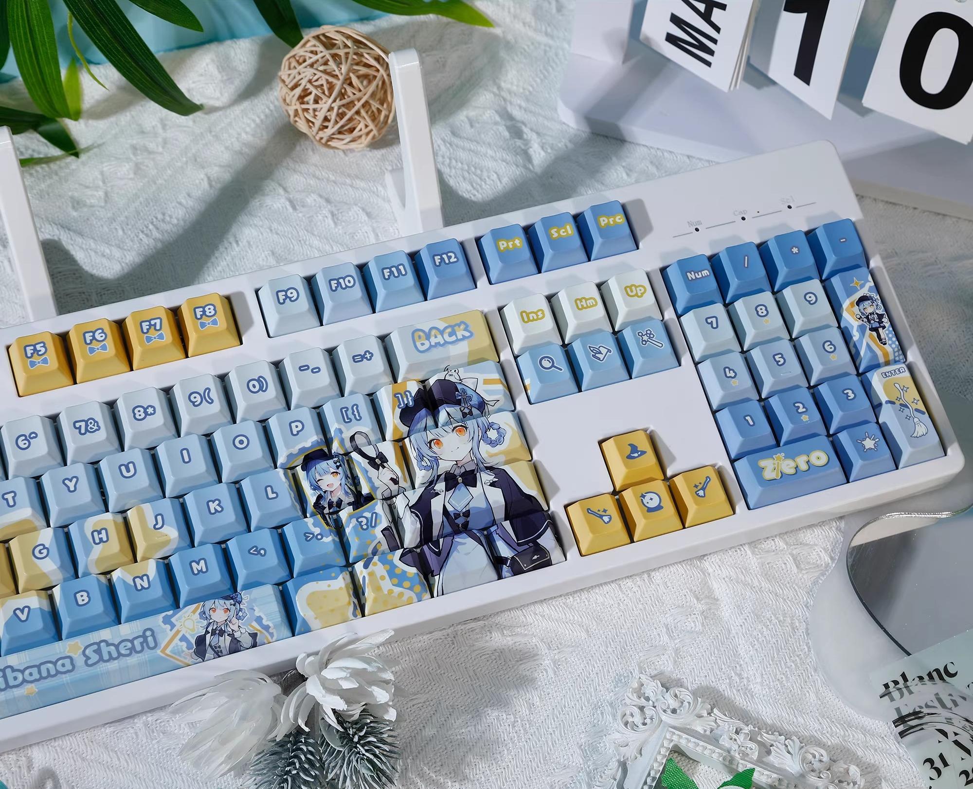 Magical Girl Witch Trial, Tachibana Sherii theme design keycap, decorative keycap set PBT anime animation keycap mechanical keyboard personalized keycap set, suitable for 61/64/68/75/84/87/104 key mechanical keyboards