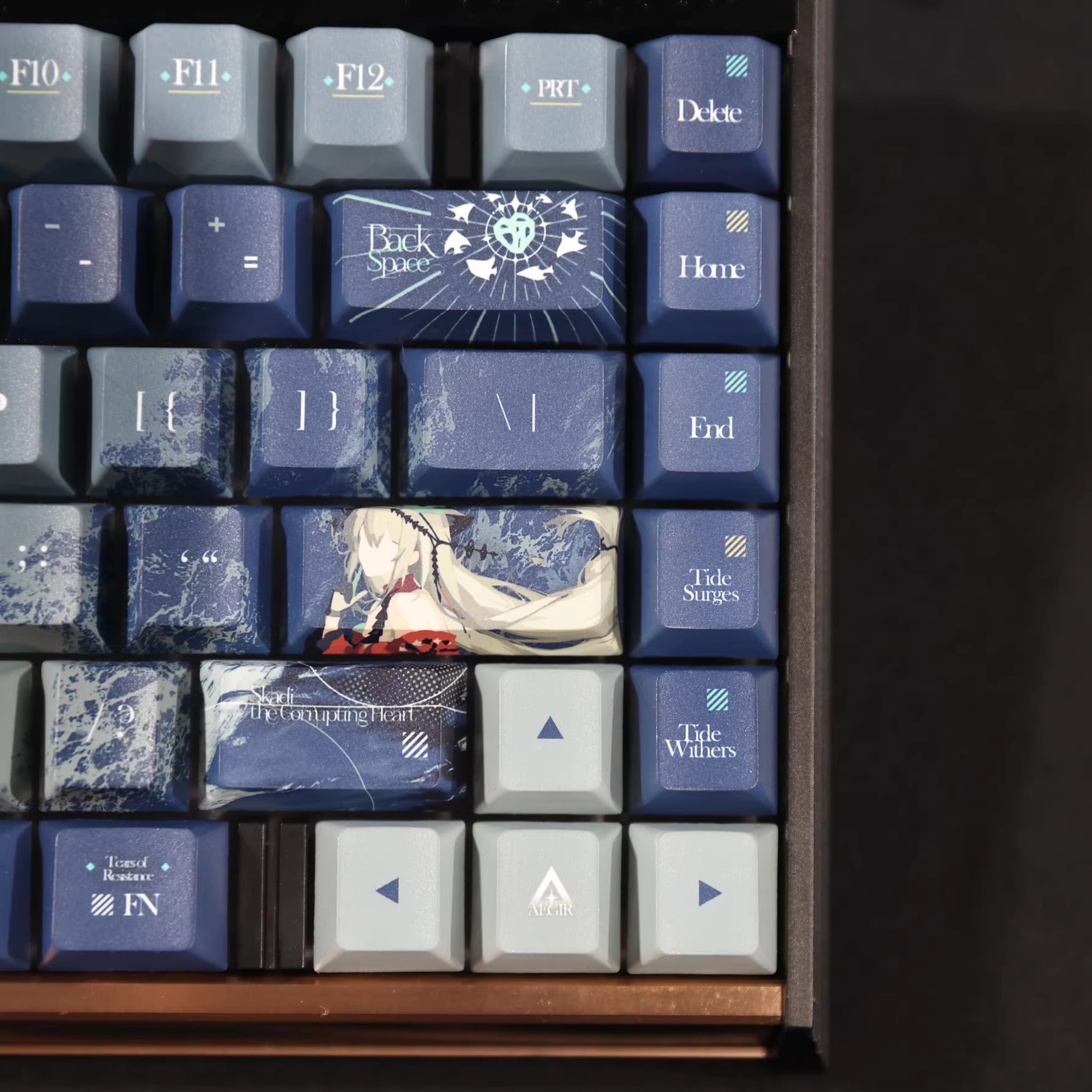 Arknights series,Skadi the Corrupting Hearttheme, custom set personalized keycap series, PBT material, compatible with 61/64/68/75/84/87/104 mechanical keyboard keycap set