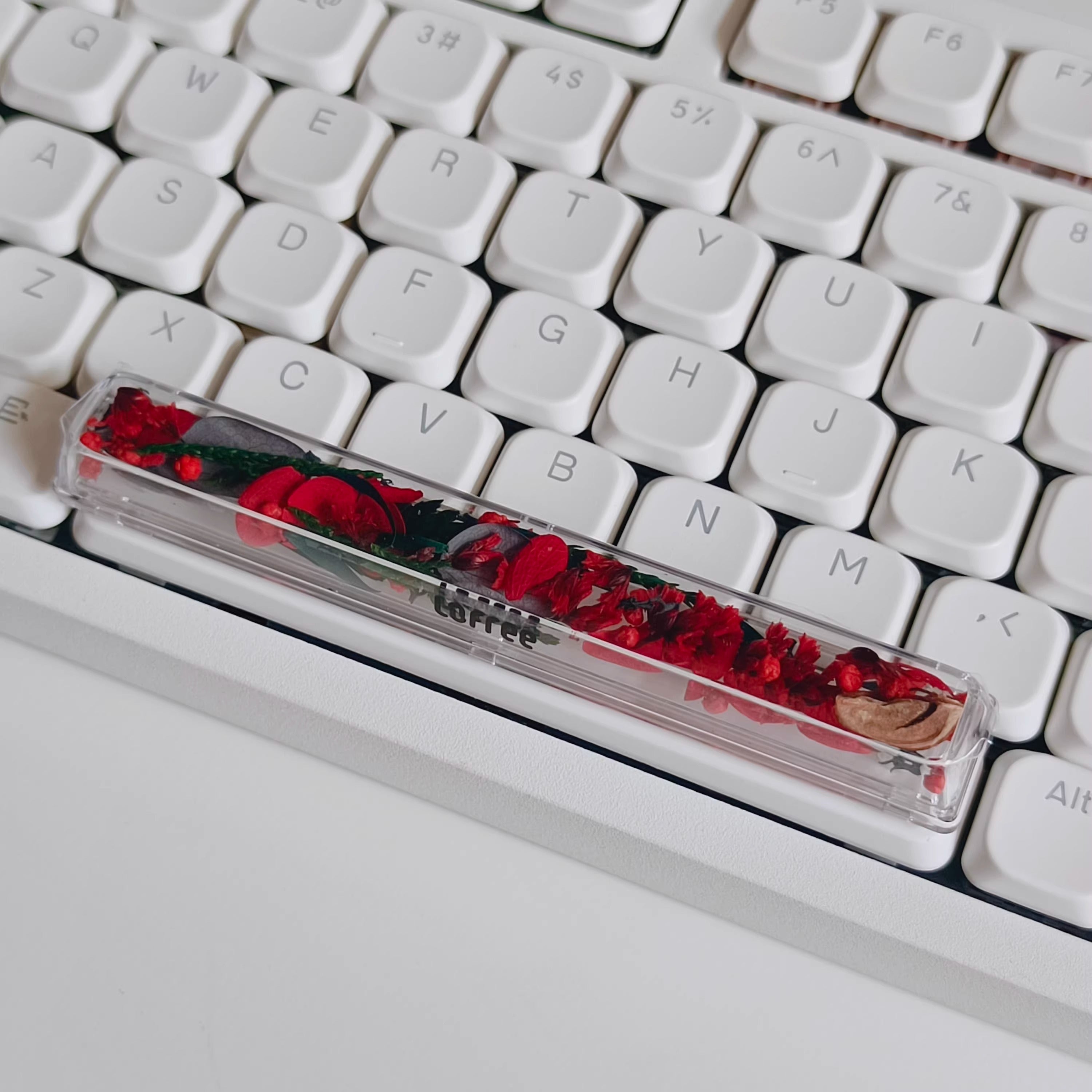 Natural Plant Specimen Eternal Flower Series, Lofree, 6.25U Crystal drops of glue Spacebar, Art Decorative Keycaps.