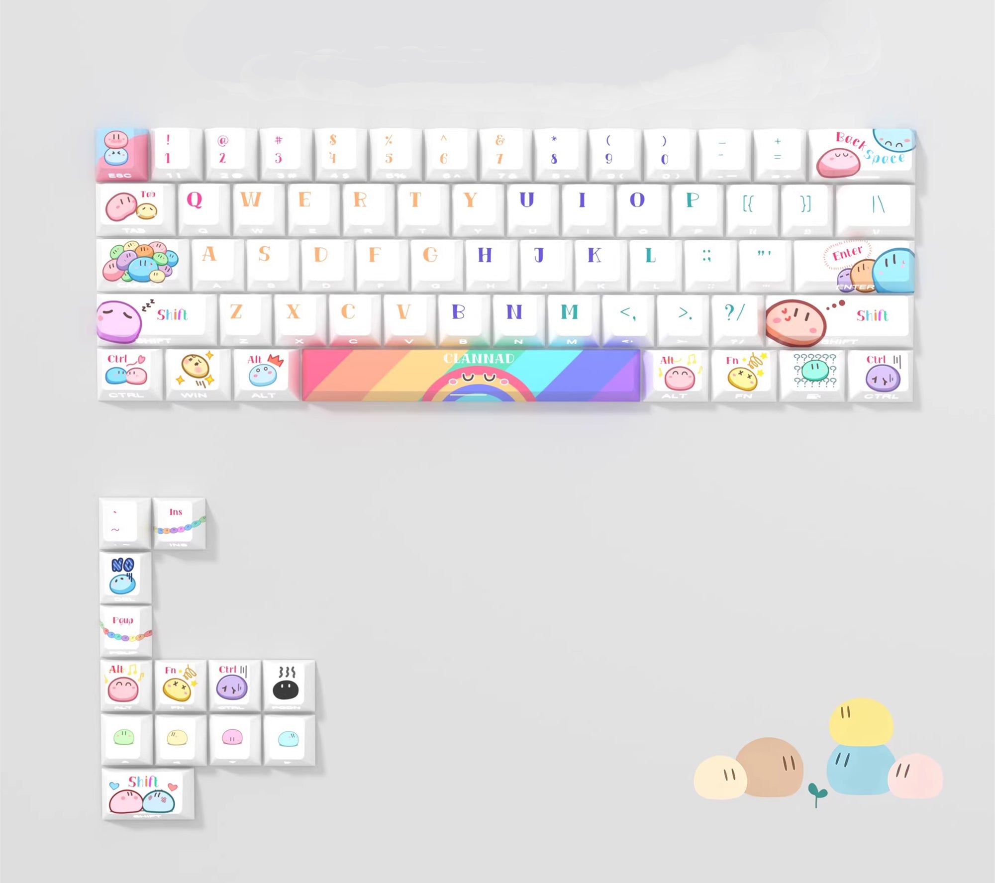 CLANNAD theme, PBT material personalized keycap set, anime and game creative cultural peripheral decorative keycaps, suitable for 61/64/68/75/84/87/104 key mechanical keyboards