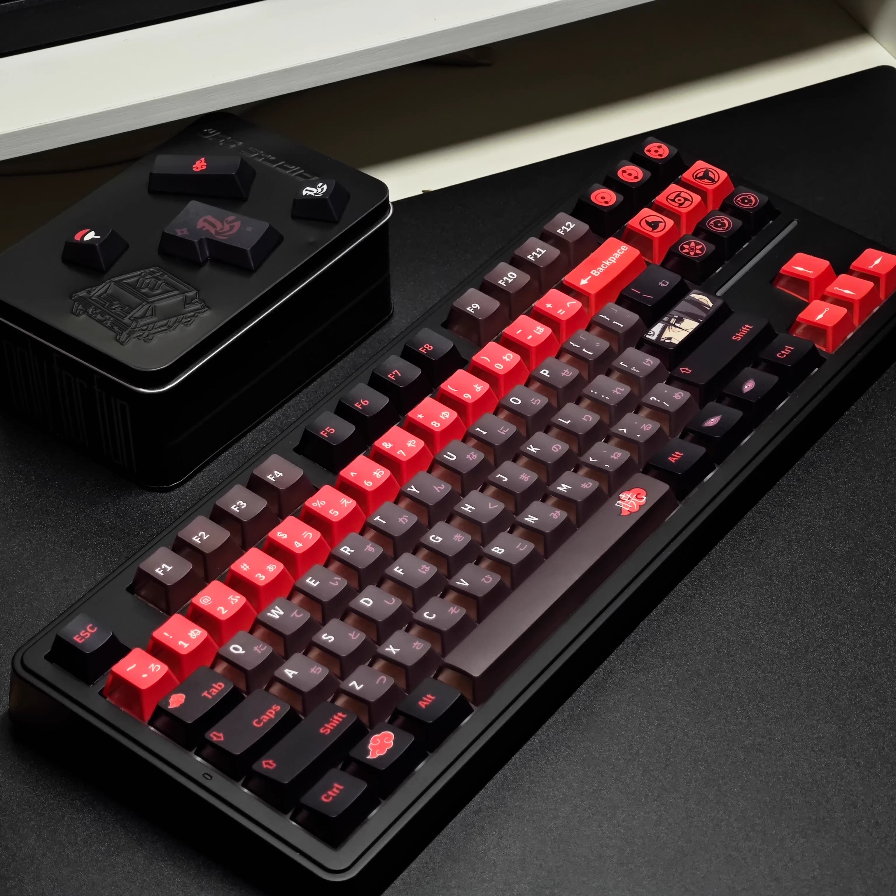 Naruto series, Akatsuki themed keycaps, Uchiha Itachi, Sharingan, PBT+PC material anime culture peripheral decoration keycap set