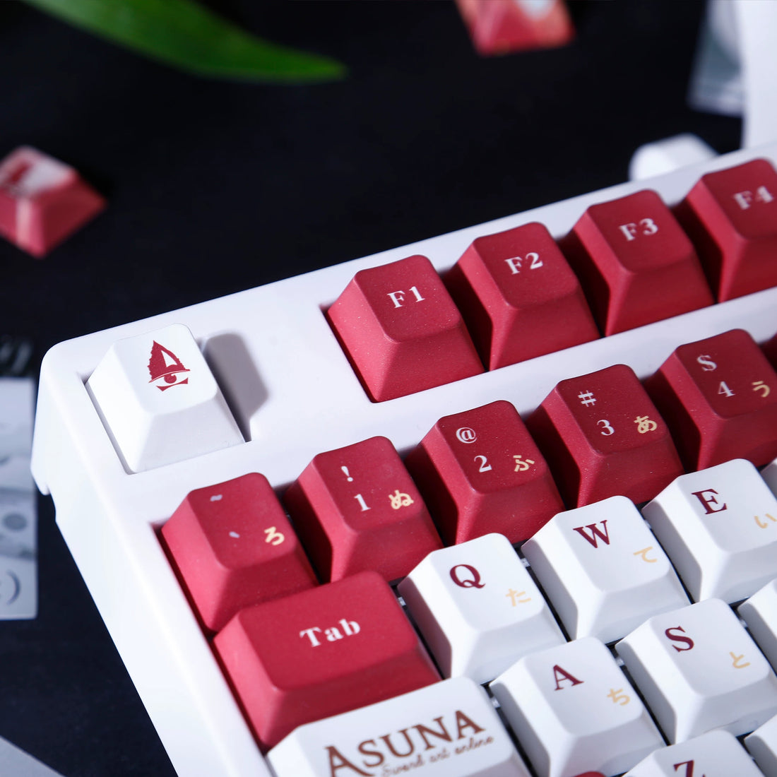 Sword Art Online theme,Yuuki Asuna, PBT material personalized keycap set, anime keycap culture peripheral mechanical keyboard decoration keycaps, Compatible with 61/64/68/75/84/87/104 key mechanical keyboard keycap set