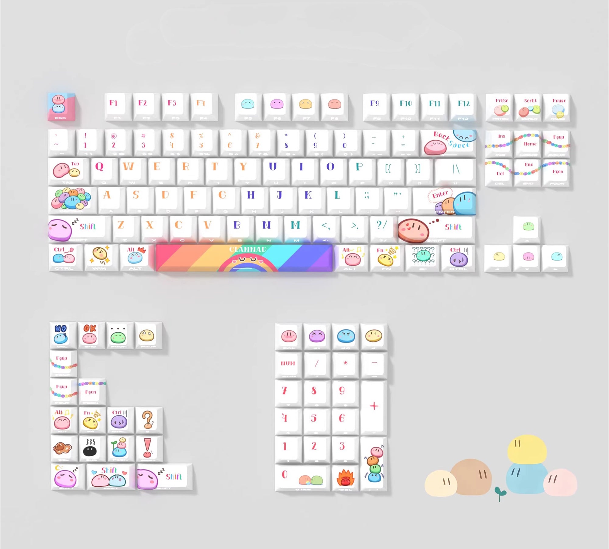 CLANNAD theme, PBT material personalized keycap set, anime and game creative cultural peripheral decorative keycaps, suitable for 61/64/68/75/84/87/104 key mechanical keyboards