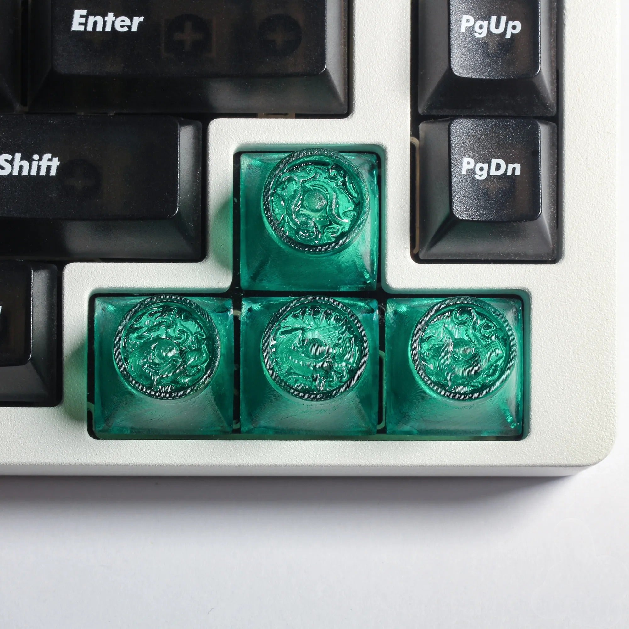 Four ancient Chinese mythical beasts, transparent resin printing material, mythological themed personalized keycaps