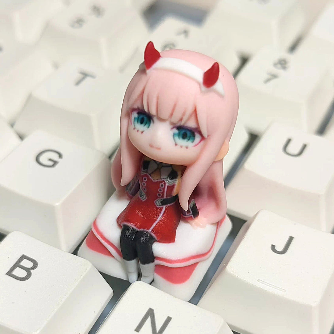 DARLING in the FRANXX, Zero Two themed, Multi colored resin printed personalized keycaps, cartoon resin decorative keycaps, mechanical keyboard artistic creative keycaps