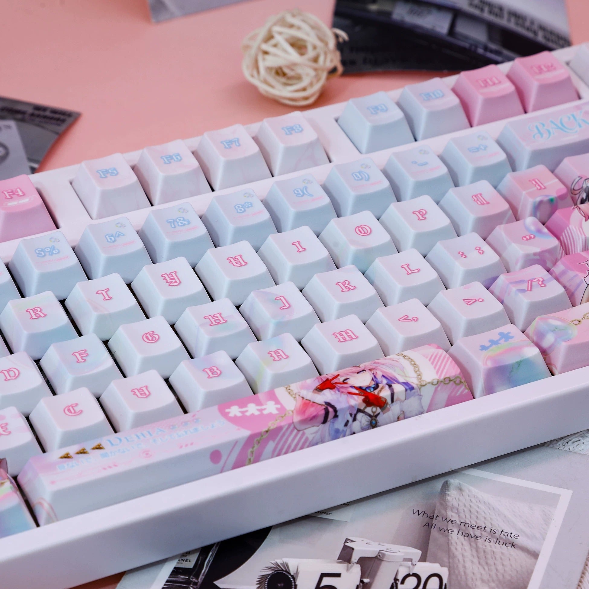 Wuthering Waves,Denia, PBT material personalized keycap set, anime keycap culture peripheral mechanical keyboard decoration keycaps, Compatible with 61/64/68/75/84/87/104 key mechanical keyboard keycap set
