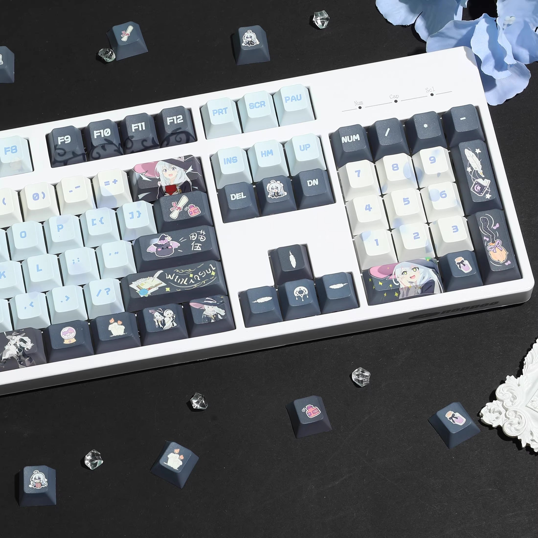 Wandering Witch series, Elaina theme, PBT material personalized keycap set, anime game culture creative decoration keycap set, mechanical keyboard, anime keycap art keycap