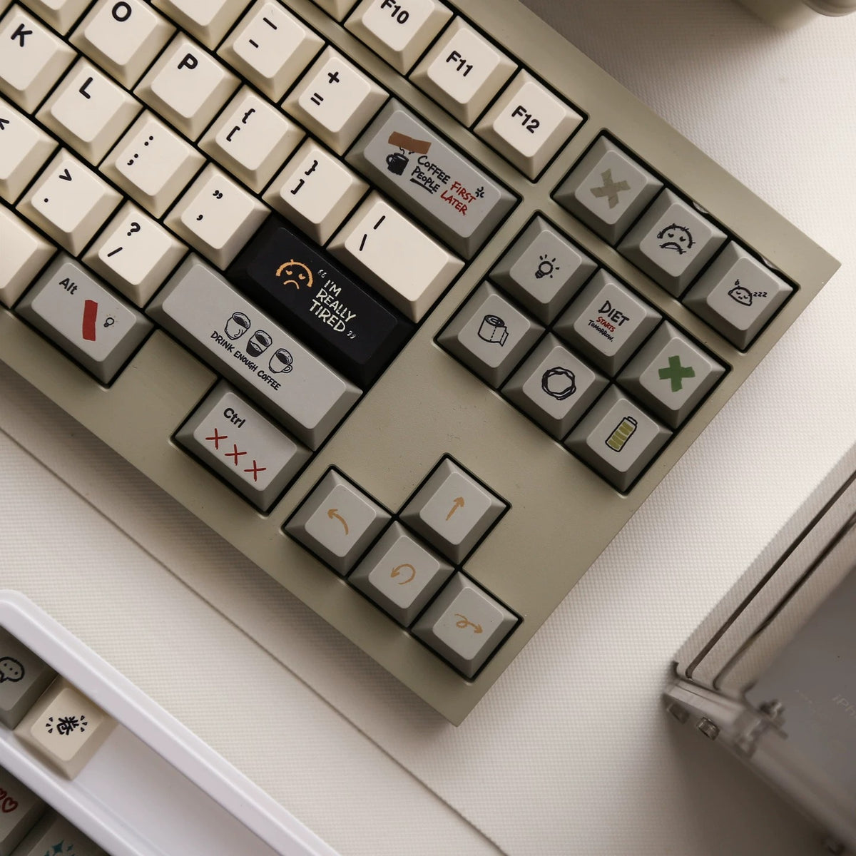 IMFKTIRED, Office keycap set, retro color scheme, PBT material Mechanical Keyboard Replacement Keycap Set, suitable for 61/64/68/75/84/87/104 Key Mechanical Keyboard