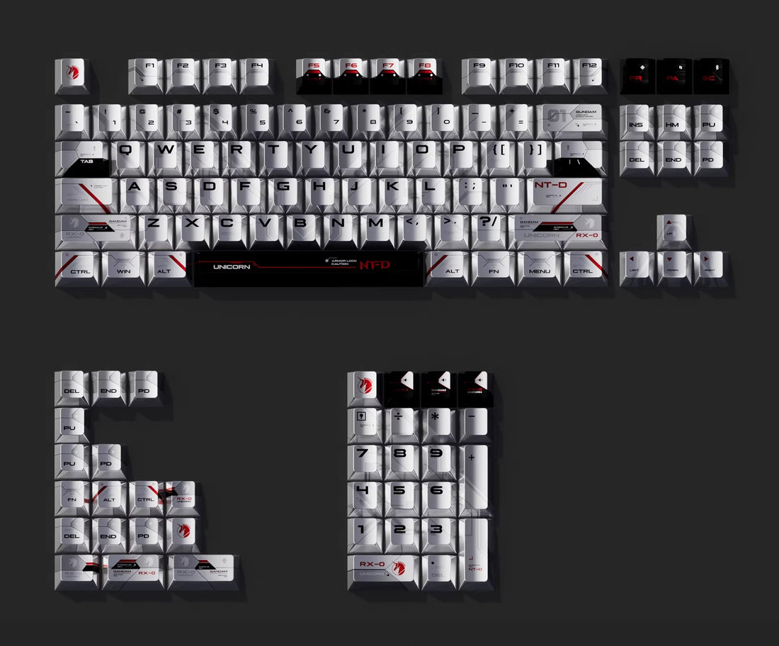 Unicorn themed personalized keycap set, PBT material with pearl metallic paint texture, heat sublimation process, decorative keycap set