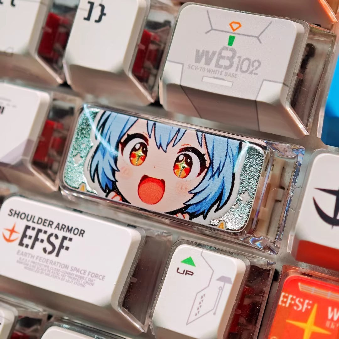 EVA, Asuka/Ayanami Rei, crystal resin 2.25U gilded carriage return personalized keycap, anime game design decorative keycap