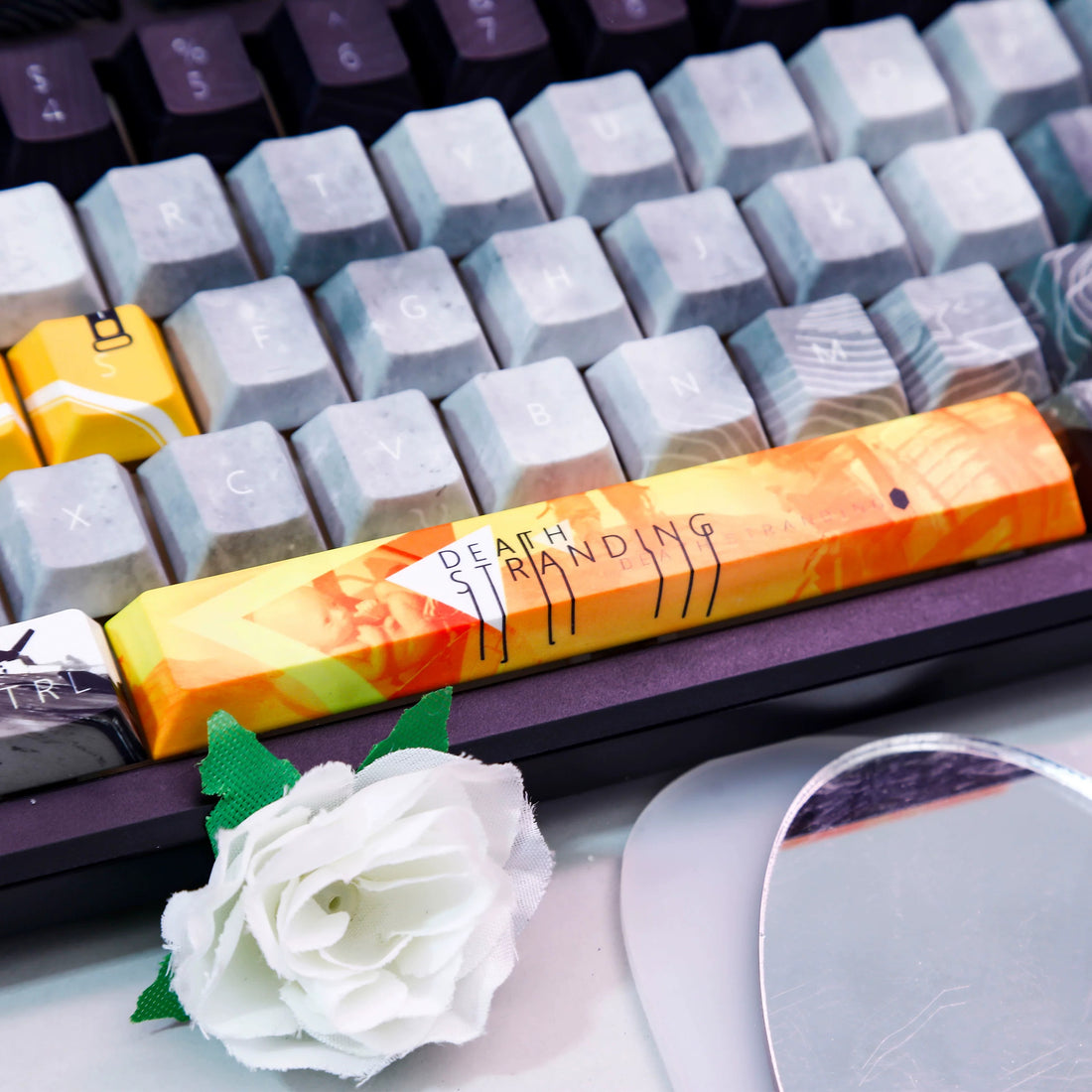 Death Stranding theme, PBT material personalized keycap set, anime keycap culture peripheral mechanical keyboard decoration keycaps, Compatible with 61/64/68/75/84/87/104 key mechanical keyboard keycap set