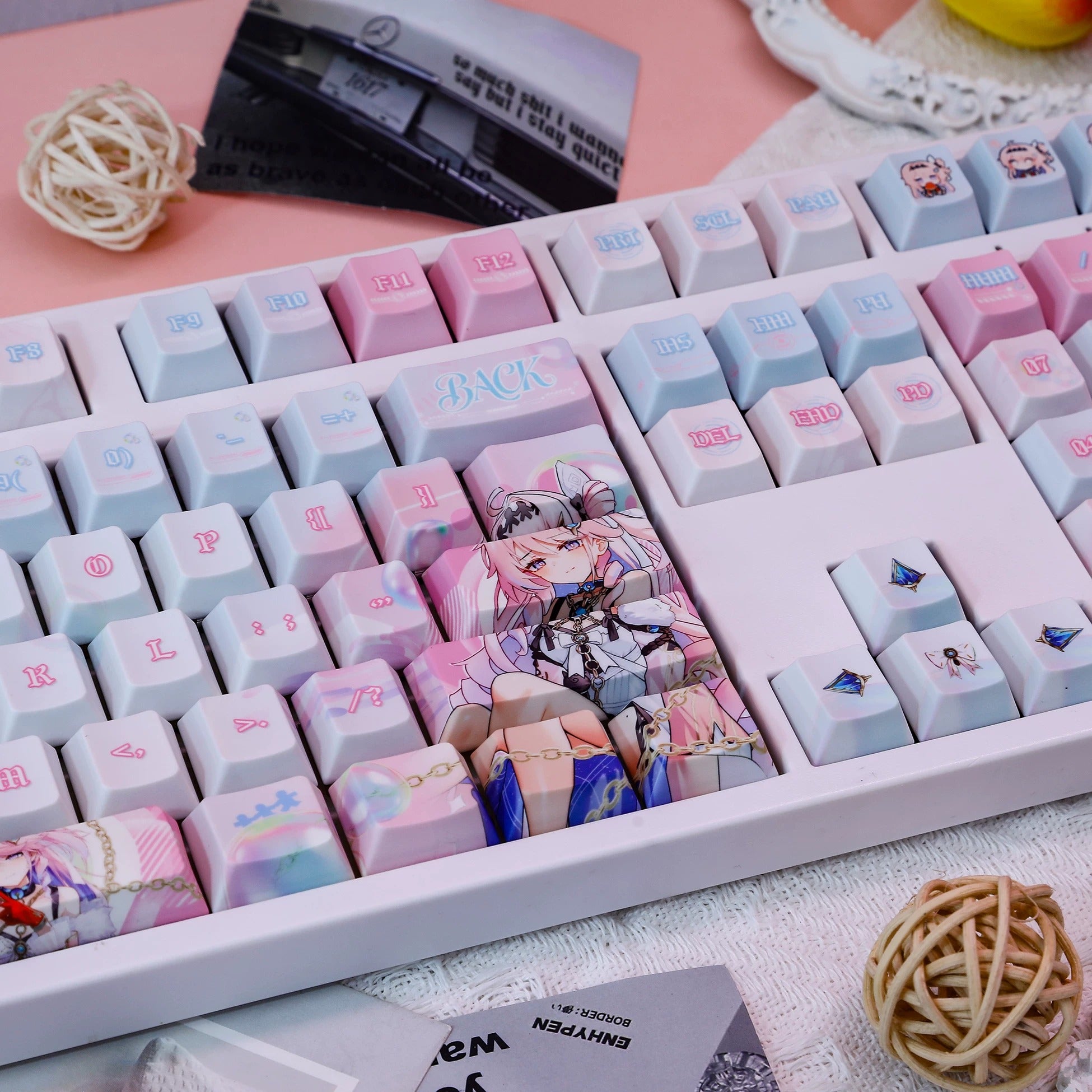 Wuthering Waves,Denia, PBT material personalized keycap set, anime keycap culture peripheral mechanical keyboard decoration keycaps, Compatible with 61/64/68/75/84/87/104 key mechanical keyboard keycap set