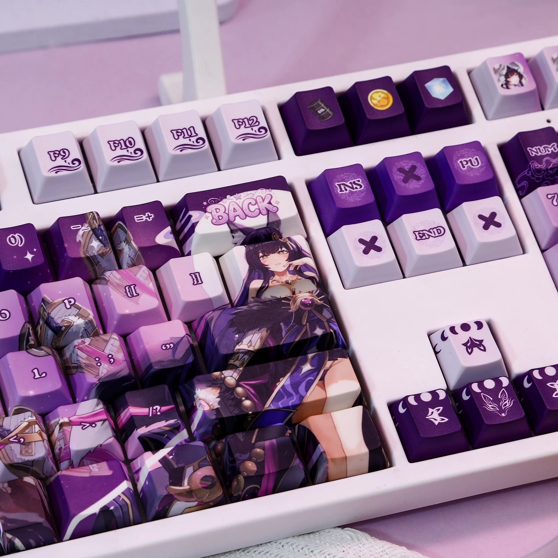 Azur Lane,Musashi theme, PBT material personalized keycap set, anime keycap culture peripheral mechanical keyboard decoration keycaps, Compatible with 61/64/68/75/84/87/104 key mechanical keyboard keycap set