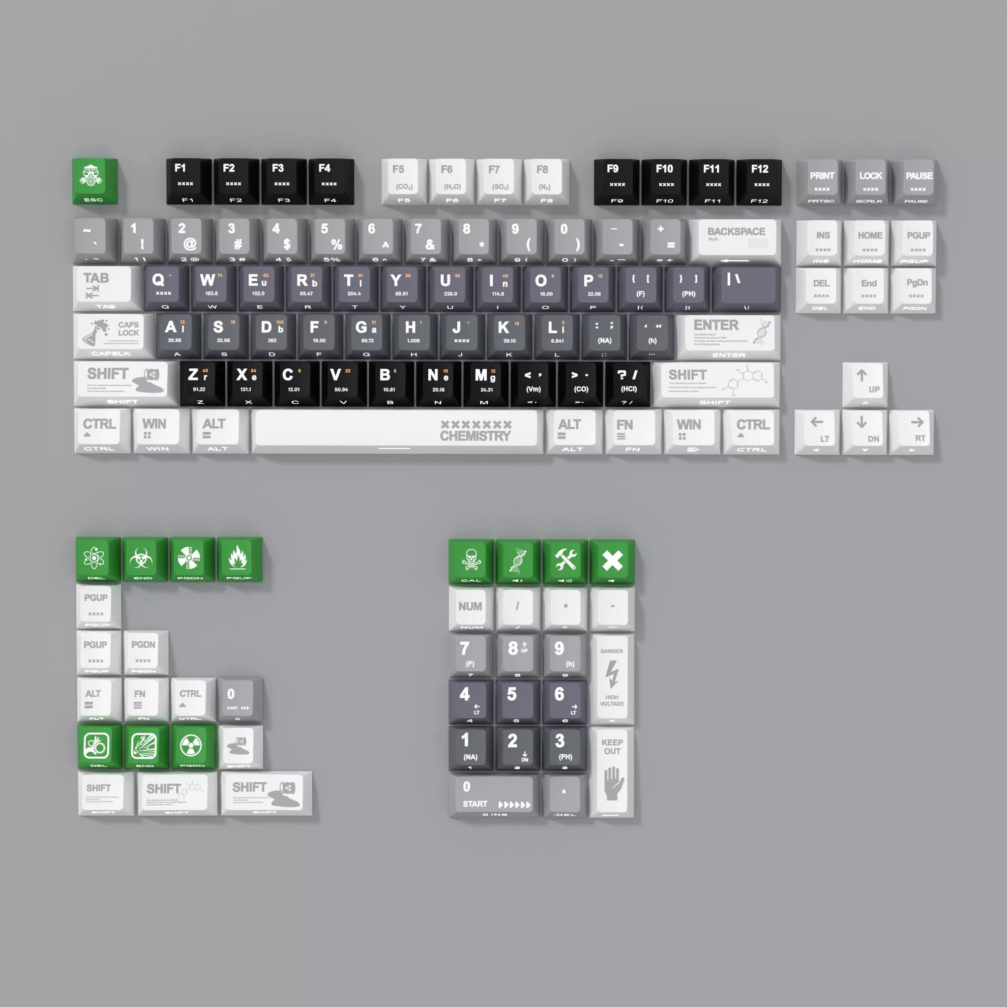 Nuclear trajectory themed keycap set, PBT material personalized keycap set, anime and games cultural creative decoration keycap set, compatible with 61/64/68/75/84/87/104 mechanical keyboard