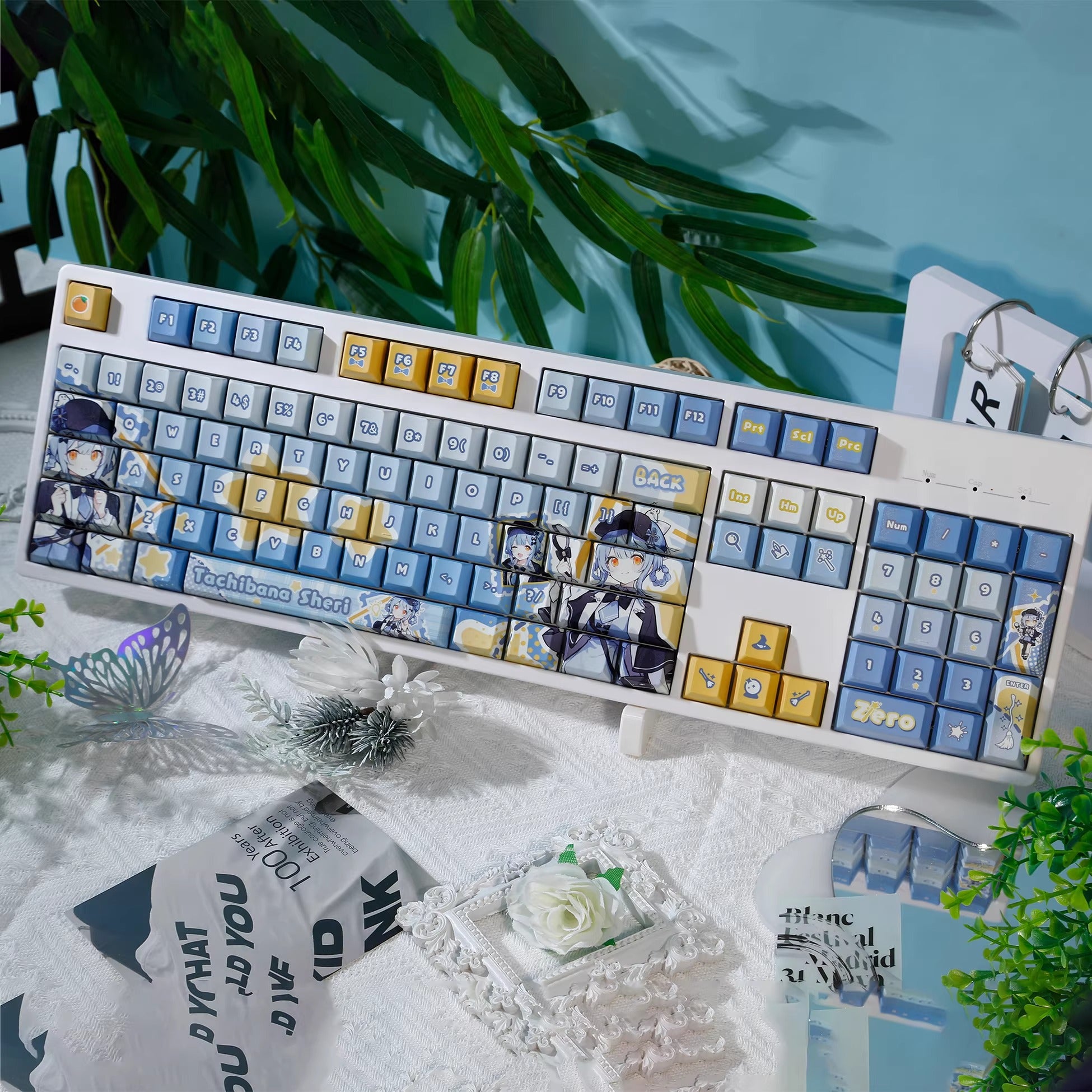 Magical Girl Witch Trial, Tachibana Sherii theme design keycap, decorative keycap set PBT anime animation keycap mechanical keyboard personalized keycap set, suitable for 61/64/68/75/84/87/104 key mechanical keyboards
