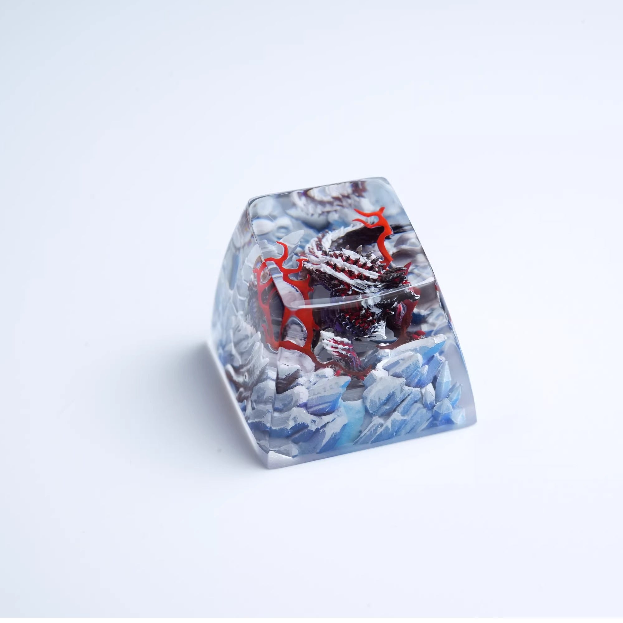Monster Hunter, Zinogre, 1U Crystal Resin molded personalized keycaps, handcrafted keycaps decorated by artisans