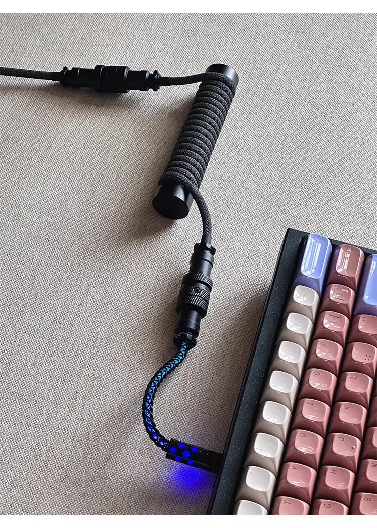 Three segment illuminated aviation plug cable customized keyboard cable 8k customized keyboard data cable