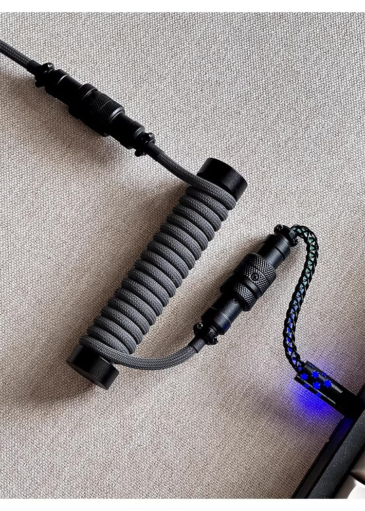 Three segment illuminated aviation plug cable customized keyboard cable 8k customized keyboard data cable