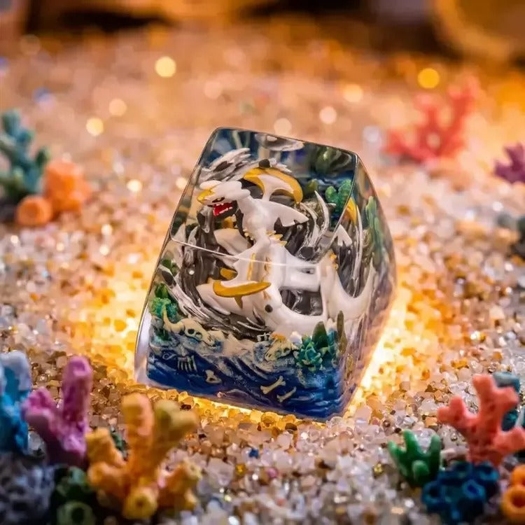 Pok é mon, Garchomp theme coating and sealing design, Crystal Resin Personalized Keycaps, Anime Game Culture Creative Resin Keycaps, Mechanical Keyboard Art Decorative Keycaps