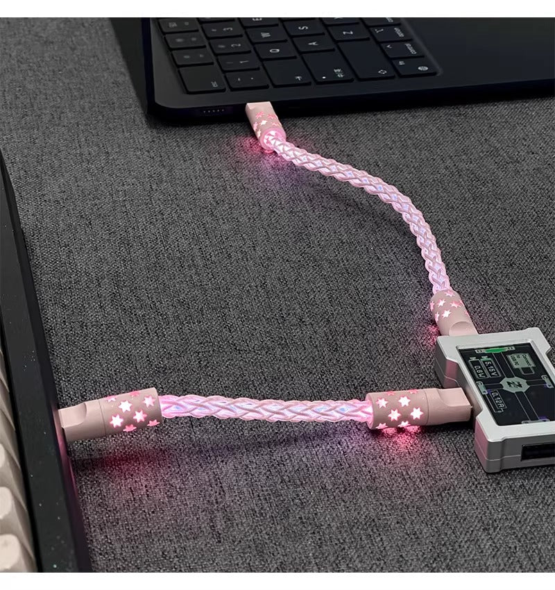 Short line 12cm/20cm, pad short line data cable typec-typec single crystal copper star emitting customized data cable