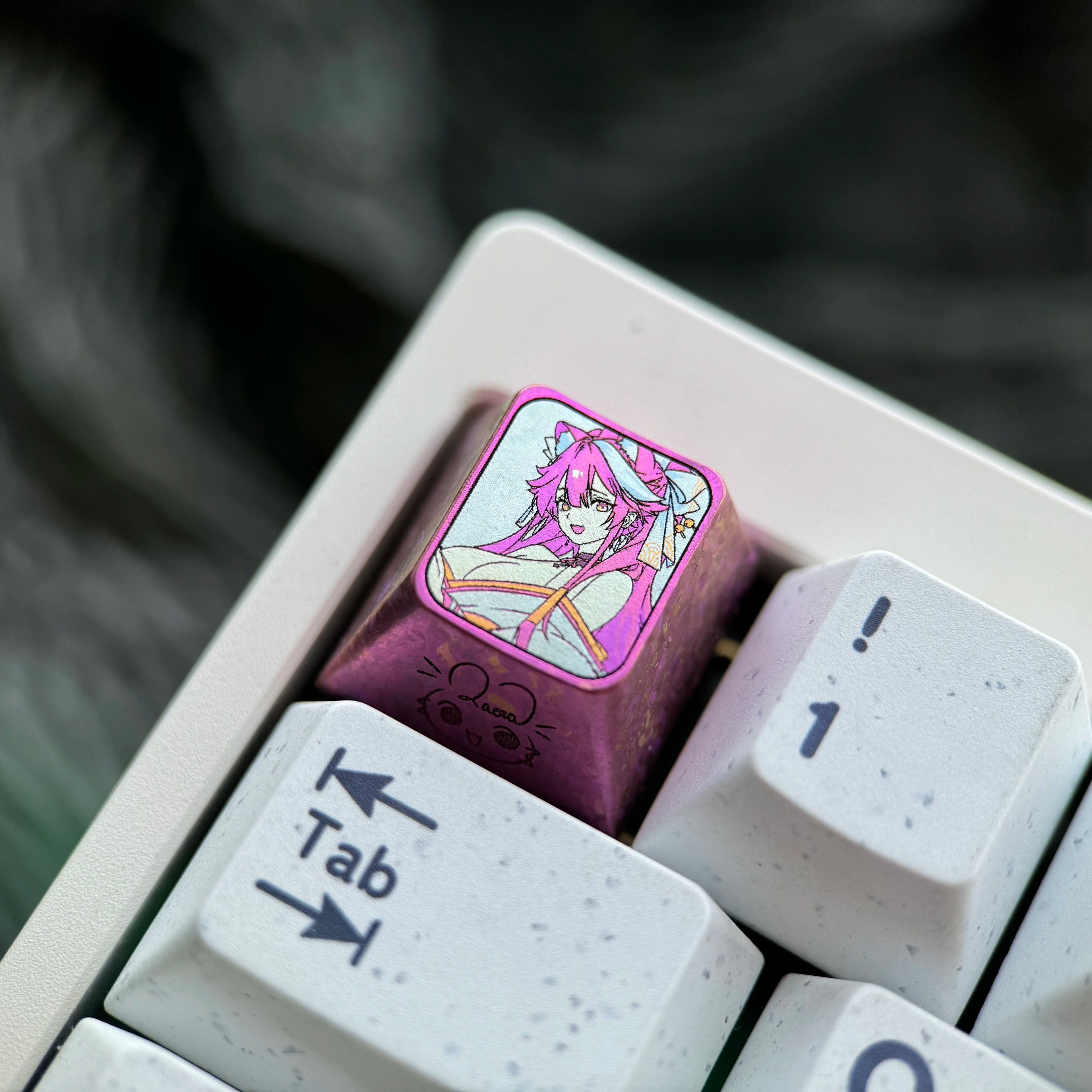 Raora Panthera theme design, 1U titanium alloy personalized keycaps, anime and game music mechanical keyboard creative decorative keycaps