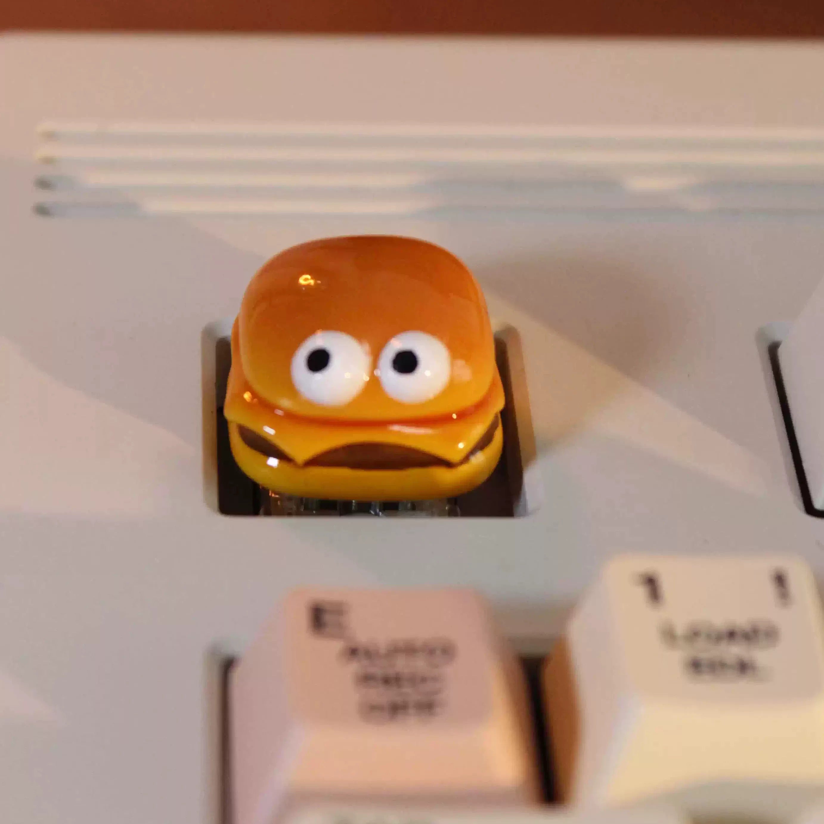 Clay Burger Image Design Personalized Keycaps, Cartoon Image Burger Fast Food Culture Creative Keycaps, Mechanical Keyboard Decorative Keycaps