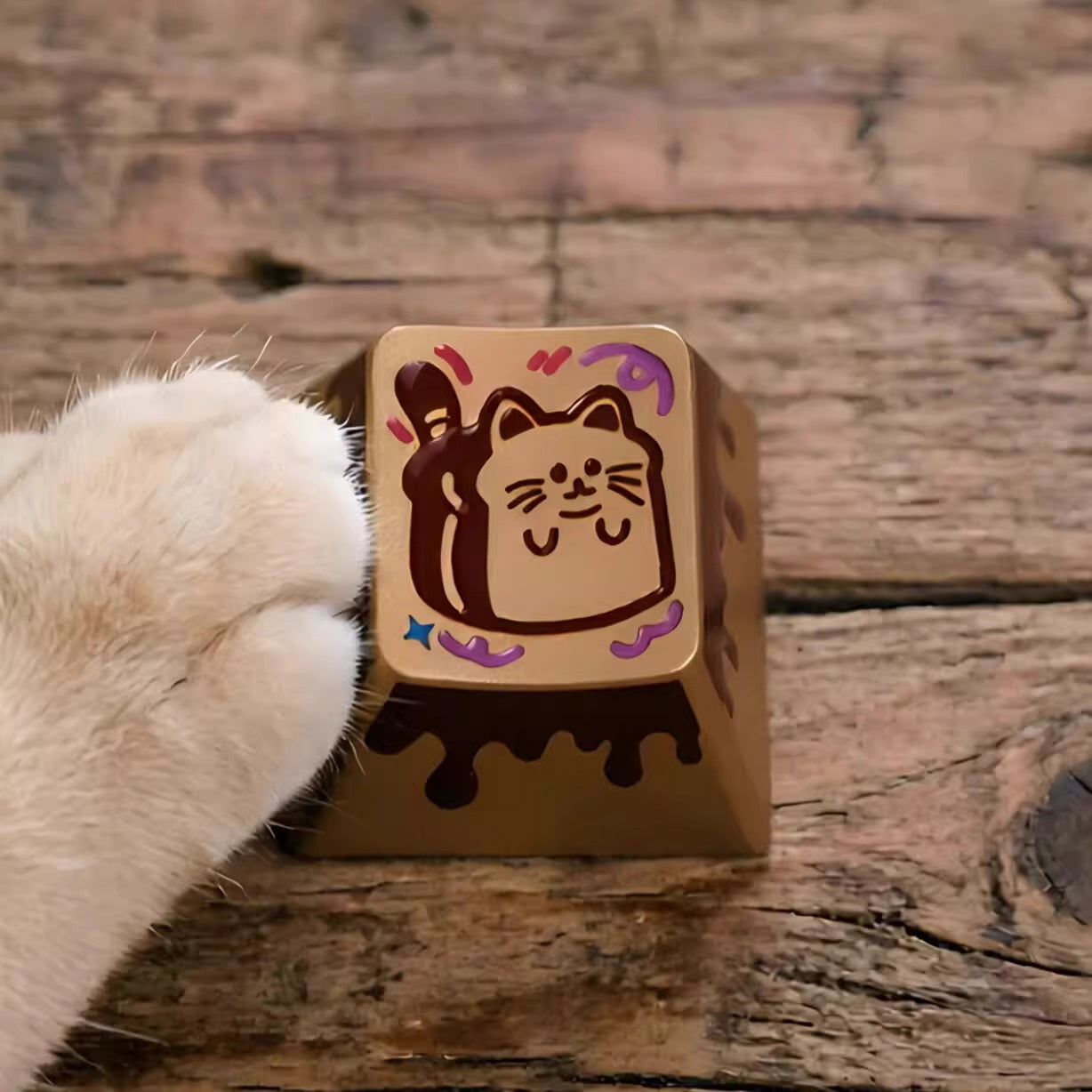 Dessert cat aluminum alloy anodized melted chocolate cute metal keycaps personalized keycaps mechanical keyboard decorative keycaps