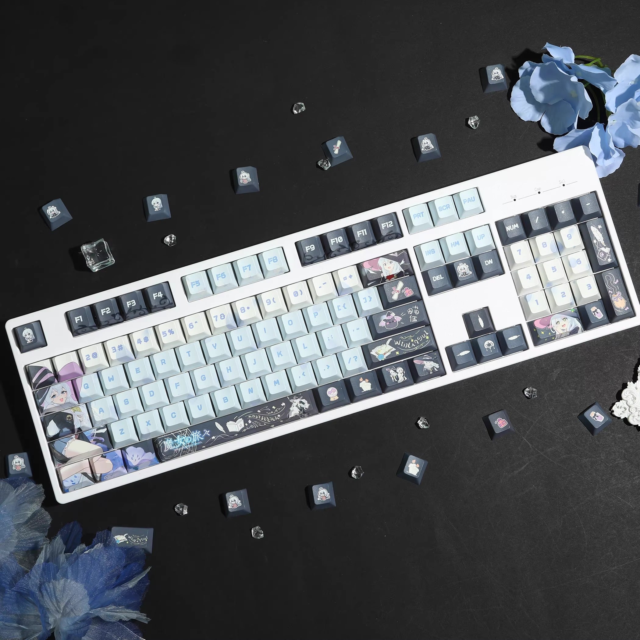 Wandering Witch series, Elaina theme, PBT material personalized keycap set, anime game culture creative decoration keycap set, mechanical keyboard, anime keycap art keycap