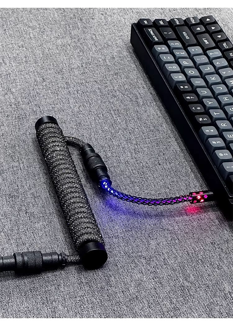 Flash drill three-stage aviation plug custom data cable mechanical keyboard luminous cable supports 8k