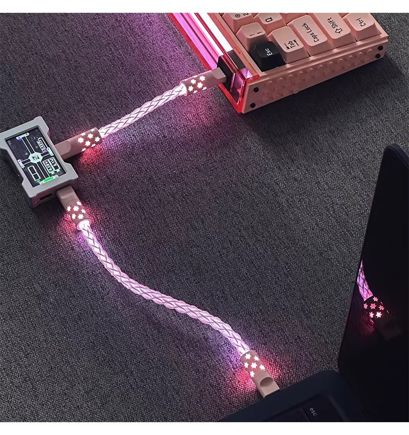 Short line 12cm/20cm, pad short line data cable typec-typec single crystal copper star emitting customized data cable