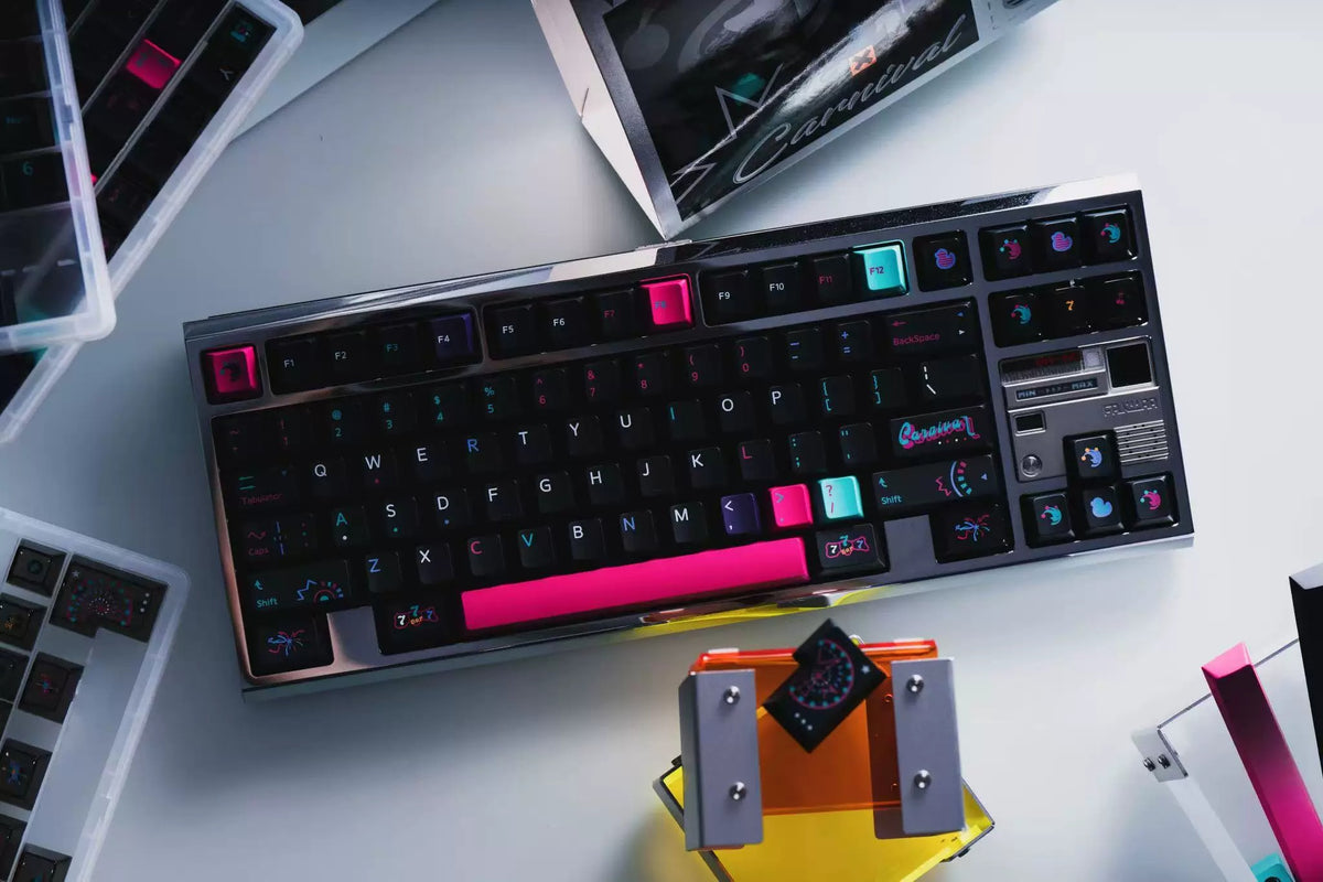 Carnival Ceremony themed design, creative keycap set, PBT material personalized keycap set, mechanical keyboard replacement decorative keycaps, compatible with 61/64/68/75/84/87/104 key mechanical keyboard