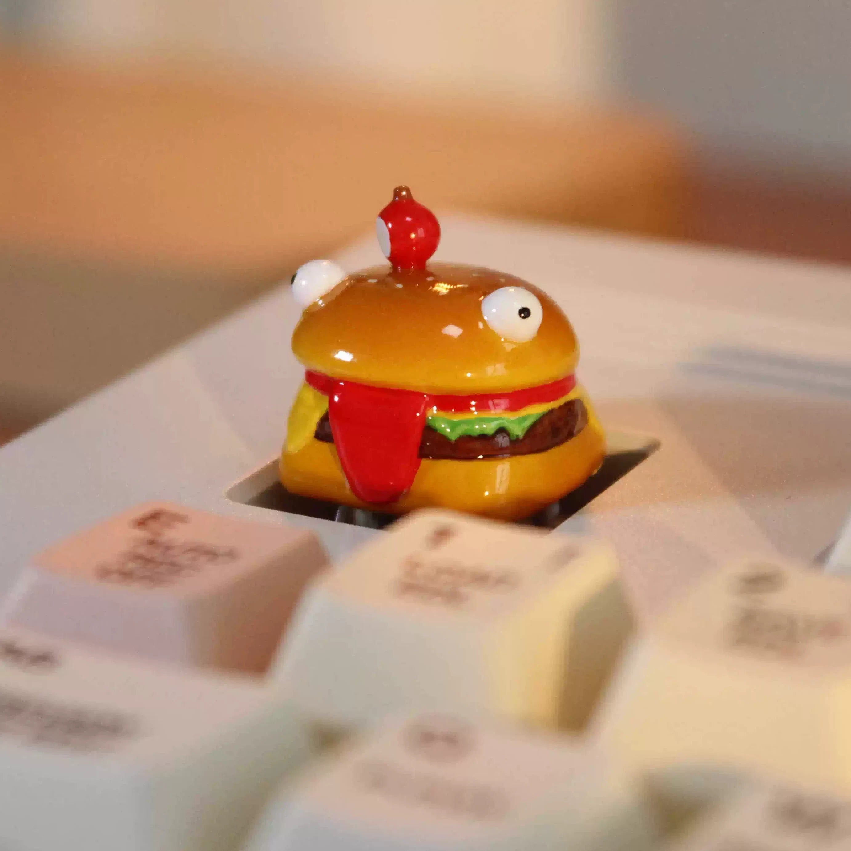 Clay Burger Image Design Personalized Keycaps, Cartoon Image Burger Fast Food Culture Creative Keycaps, Mechanical Keyboard Decorative Keycaps
