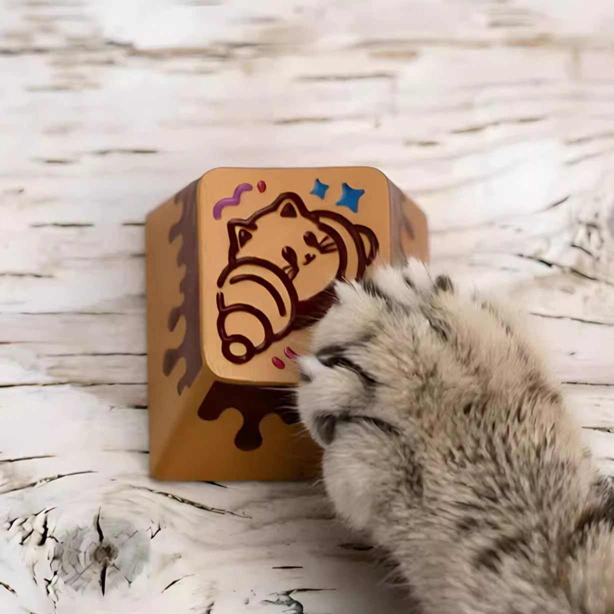 Dessert cat aluminum alloy anodized melted chocolate cute metal keycaps personalized keycaps mechanical keyboard decorative keycaps