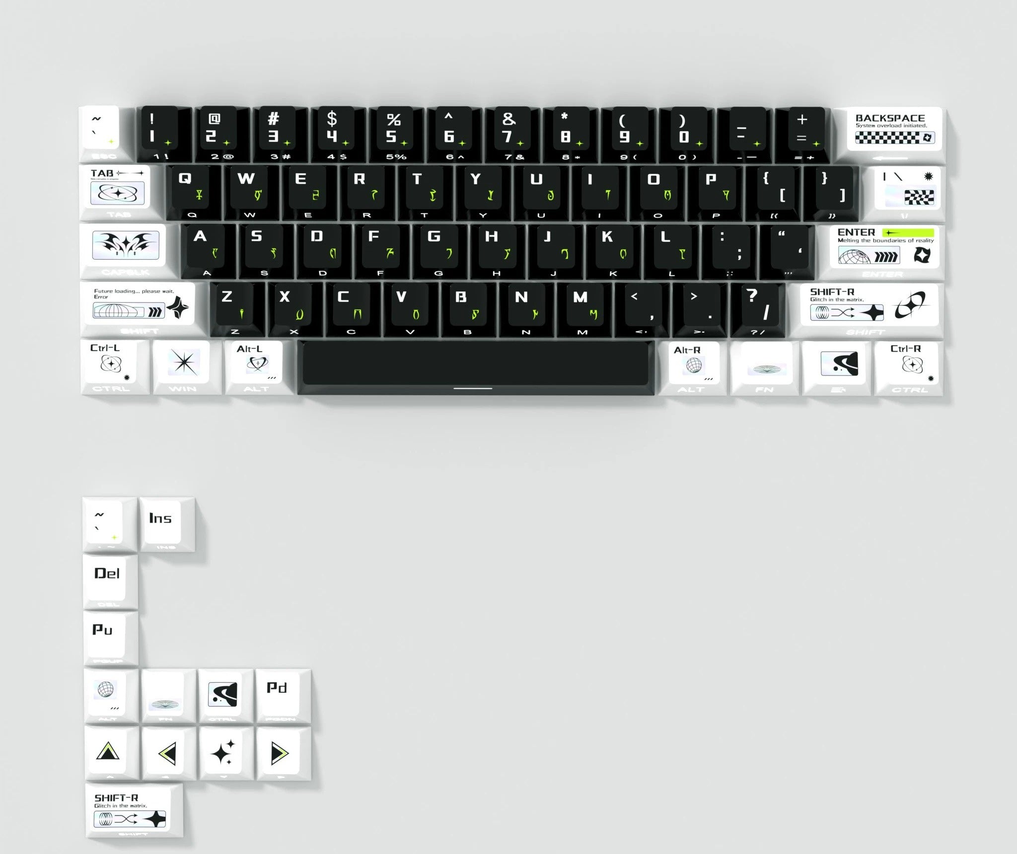 Time spans theme design, PBT material personalized keycap set, anime and games cultural creative decoration keycap set, compatible with 61/64/68/75/84/87/104 mechanical keyboard