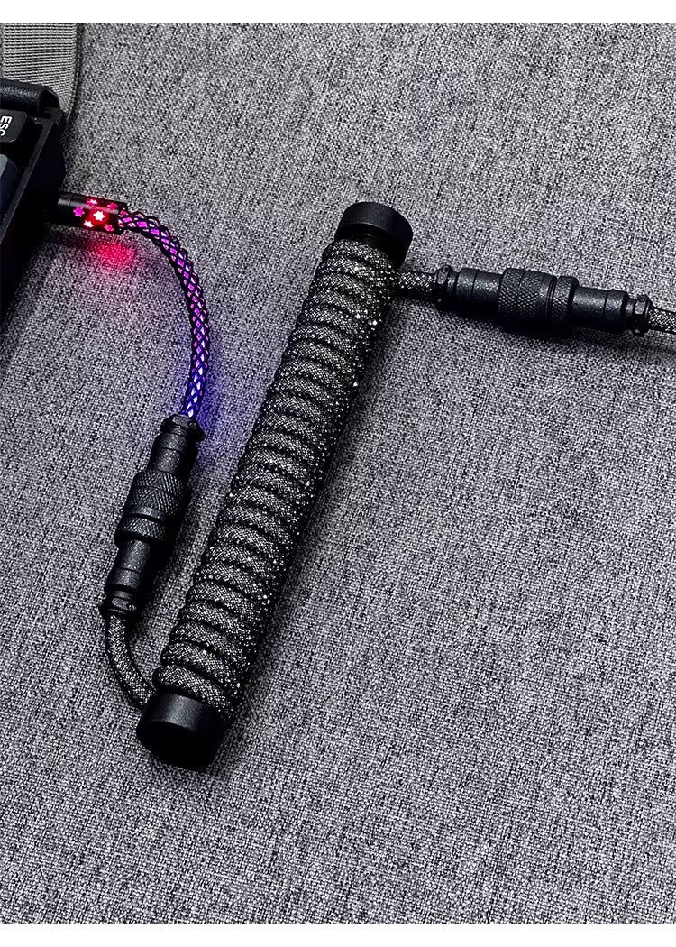 Flash drill three-stage aviation plug custom data cable mechanical keyboard luminous cable supports 8k