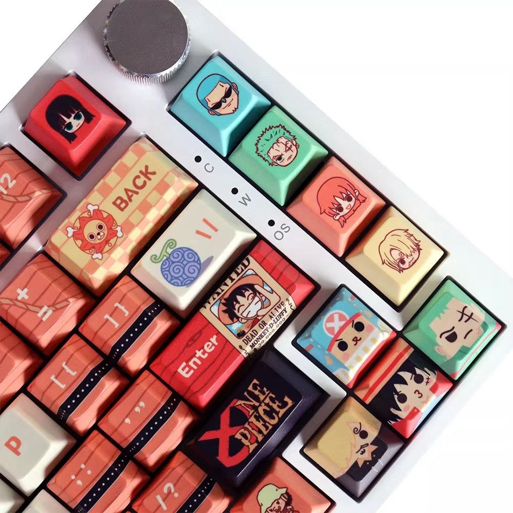 One Piece Theme keycap set, anime and game mechanical keyboard decoration keycap set, PBT material suitable for 61/64/68/75/84/87/104 key mechanical keyboards