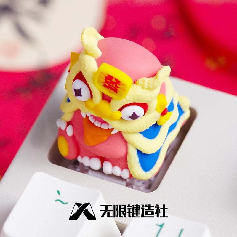 Lion dance, Chinese style personalized keycaps, multi-color resin molded decorative keycaps, cultural and creative keycaps