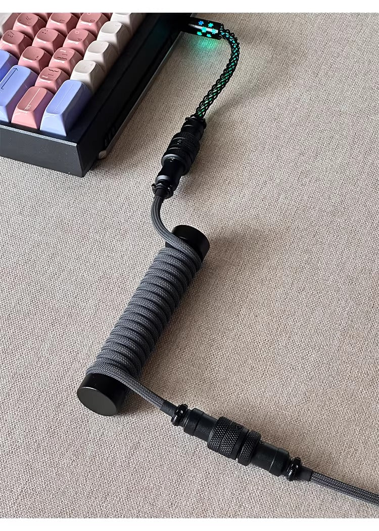 Three segment illuminated aviation plug cable customized keyboard cable 8k customized keyboard data cable