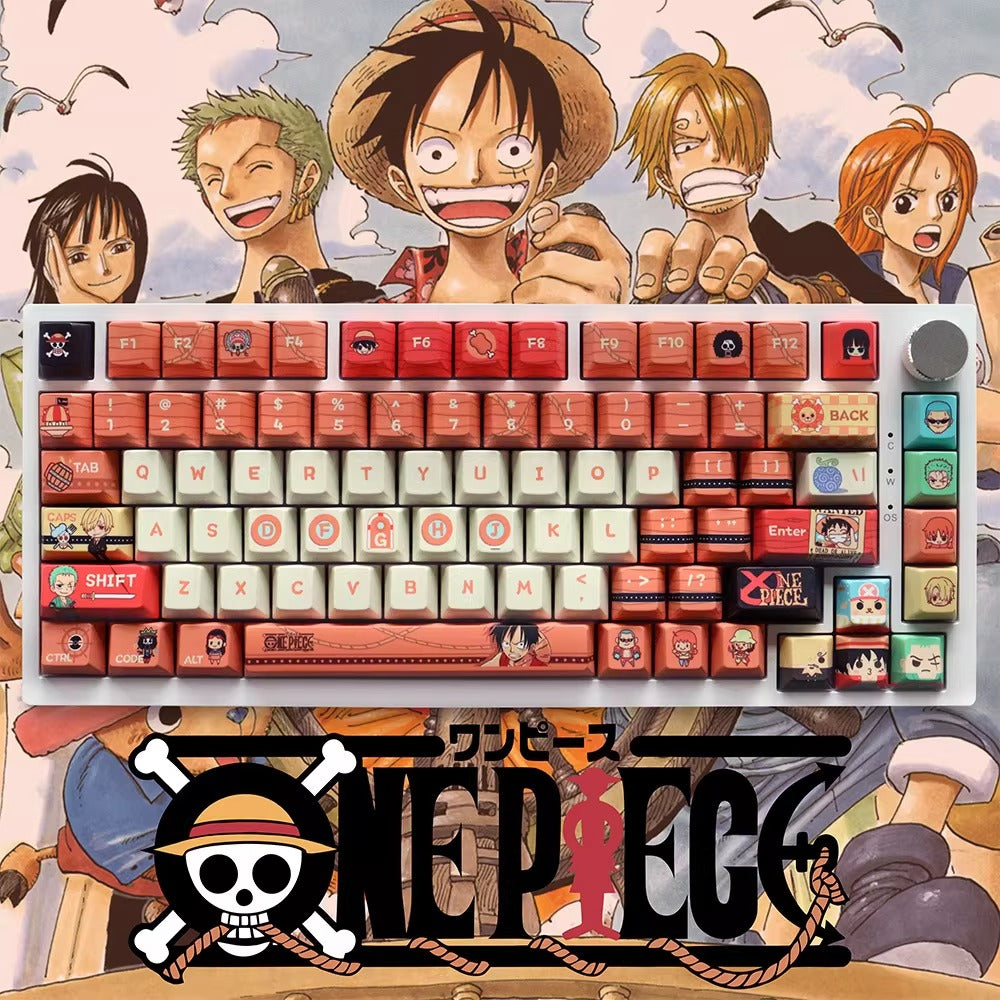 One Piece Theme keycap set, anime and game mechanical keyboard decoration keycap set, PBT material suitable for 61/64/68/75/84/87/104 key mechanical keyboards