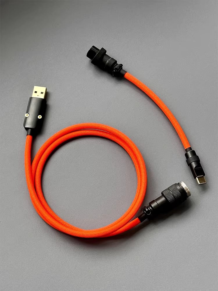 Customized mechanical keyboard manual data cable USB TypeC basic straight weaving aviation plug data link cable