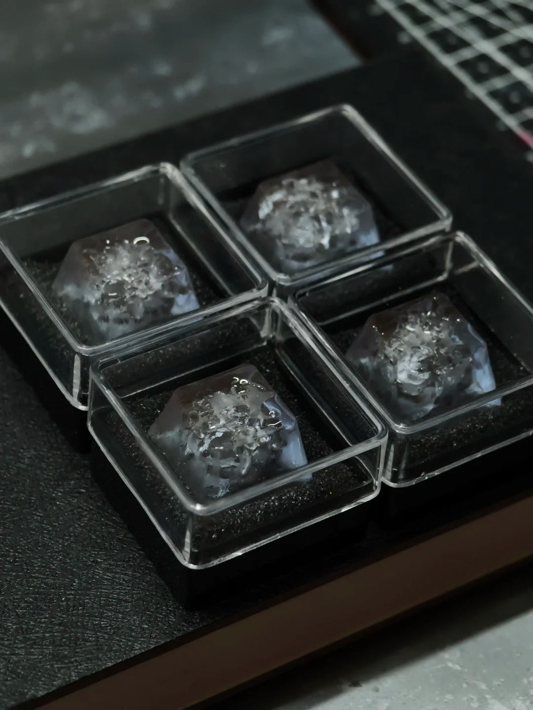 Crystal clear ice keycaps, 1U minimalist ice decoration keycaps, simulated artistic keycaps, mechanical keyboard personalized keycaps