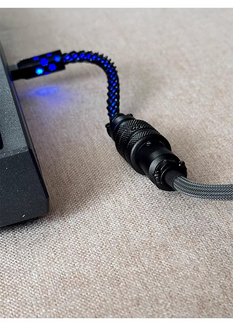 Three segment illuminated aviation plug cable customized keyboard cable 8k customized keyboard data cable