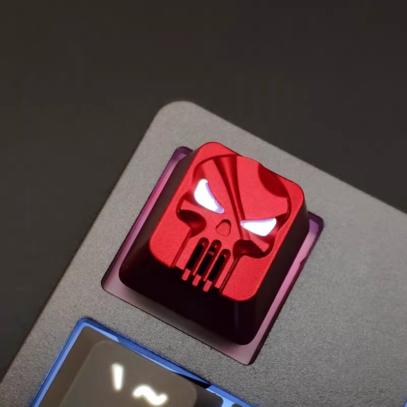 Punisher logo, Aluminum alloy material CNC machining personalized keycaps, anime game logo creative decorative keycaps