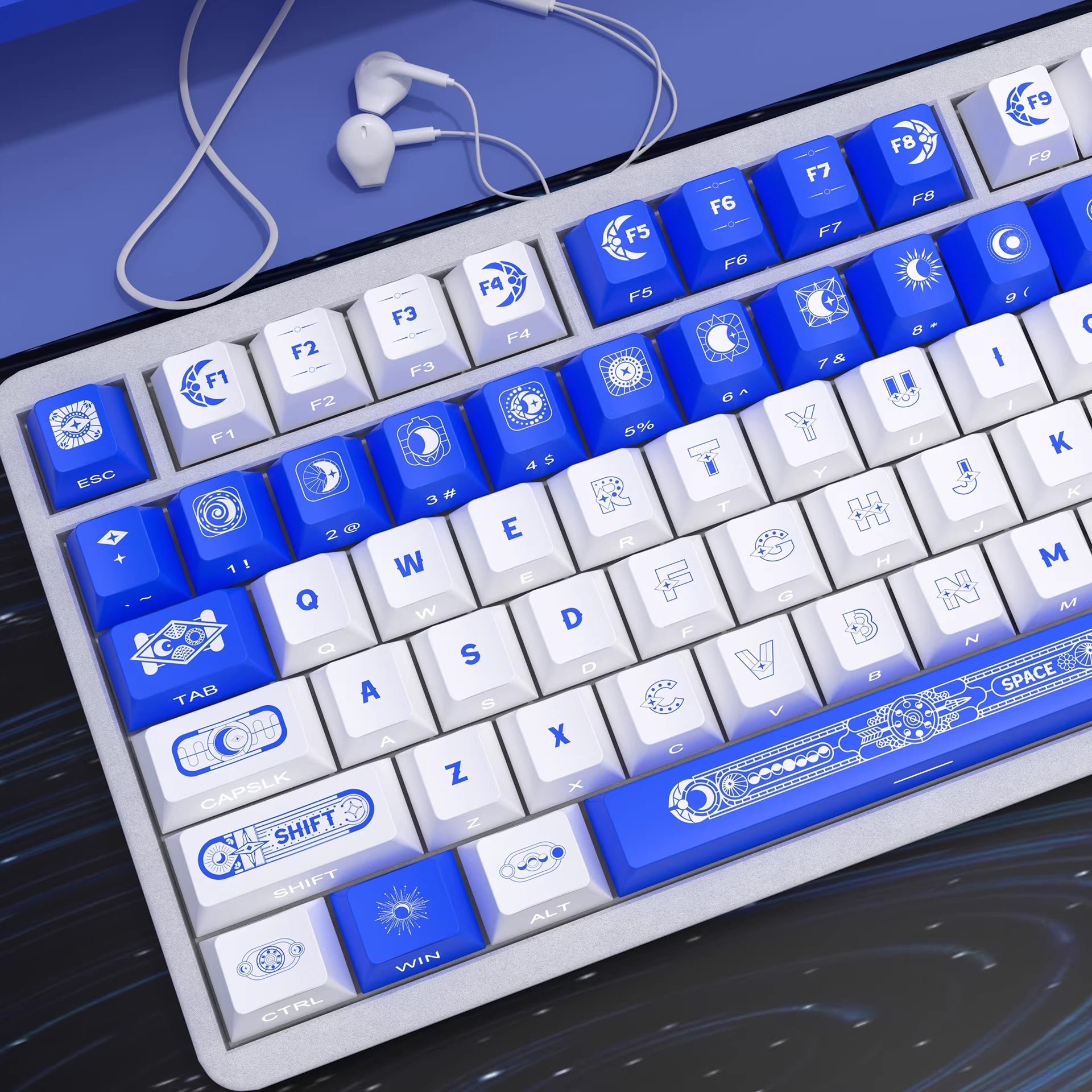 Star Moon themed design personalized keycap set, made of PBT sublimation material, factory height