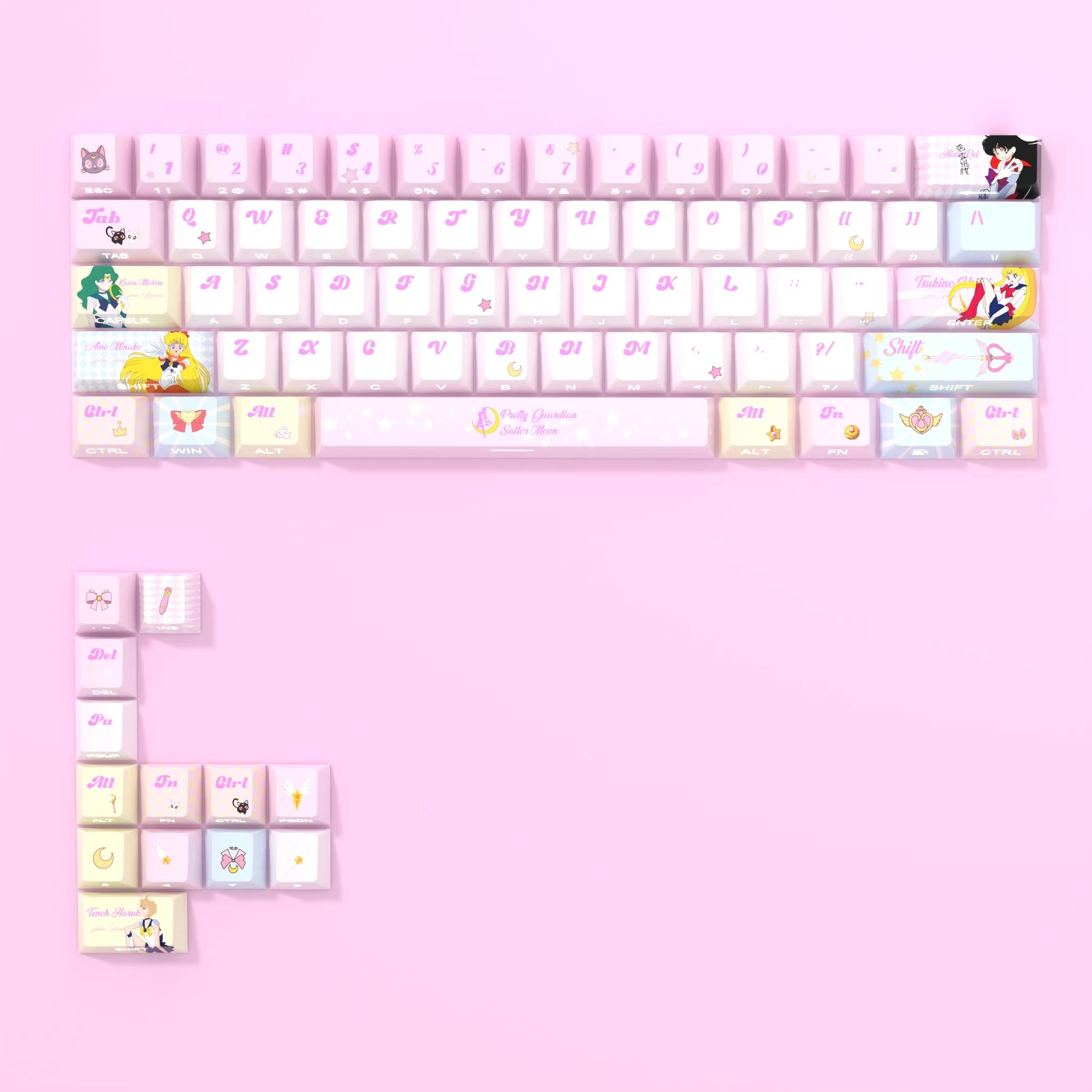 Sailor Moontheme, PBT material personalized keycap set, anime cultural creative decoration keycap set, compatible with 61/64/68/75/84/87/104 mechanical keyboard