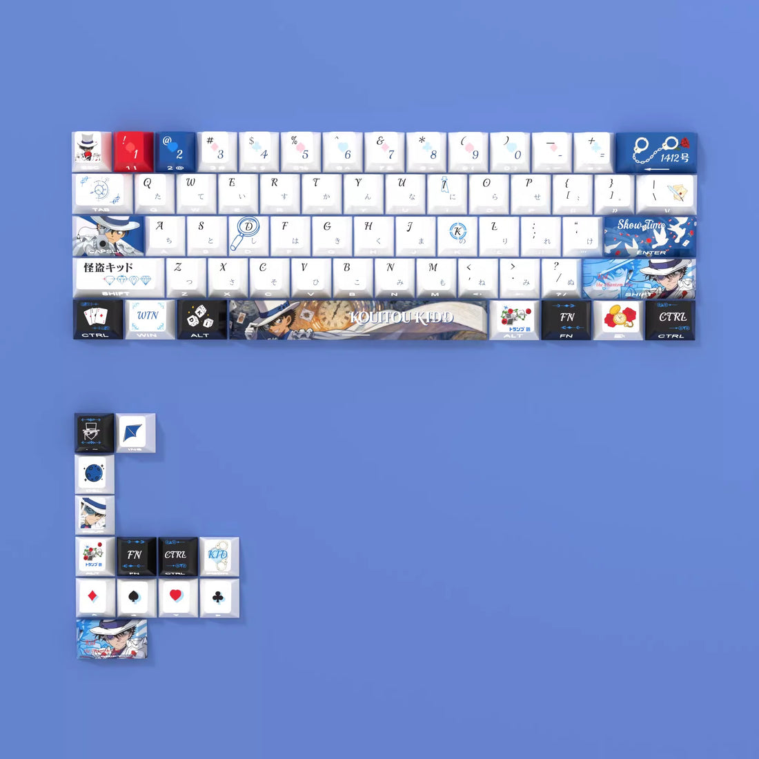 Kuroba Kaito themed keycaps, PBT material, sublimation technology, animation cartoon decoration keycap set